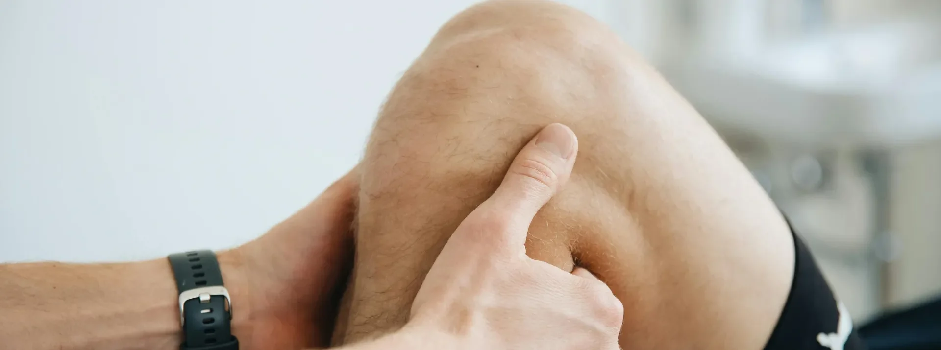 A client undergoing a knee massage at Attwood & Associates, a physiotherapy practice in Hermanus, South Africa.